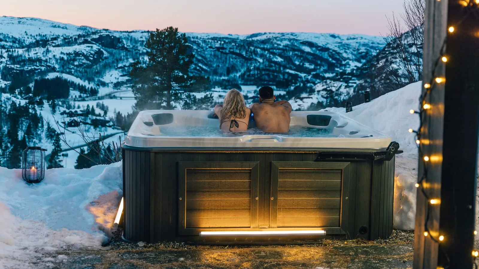 Hot tub ready on a winter evening