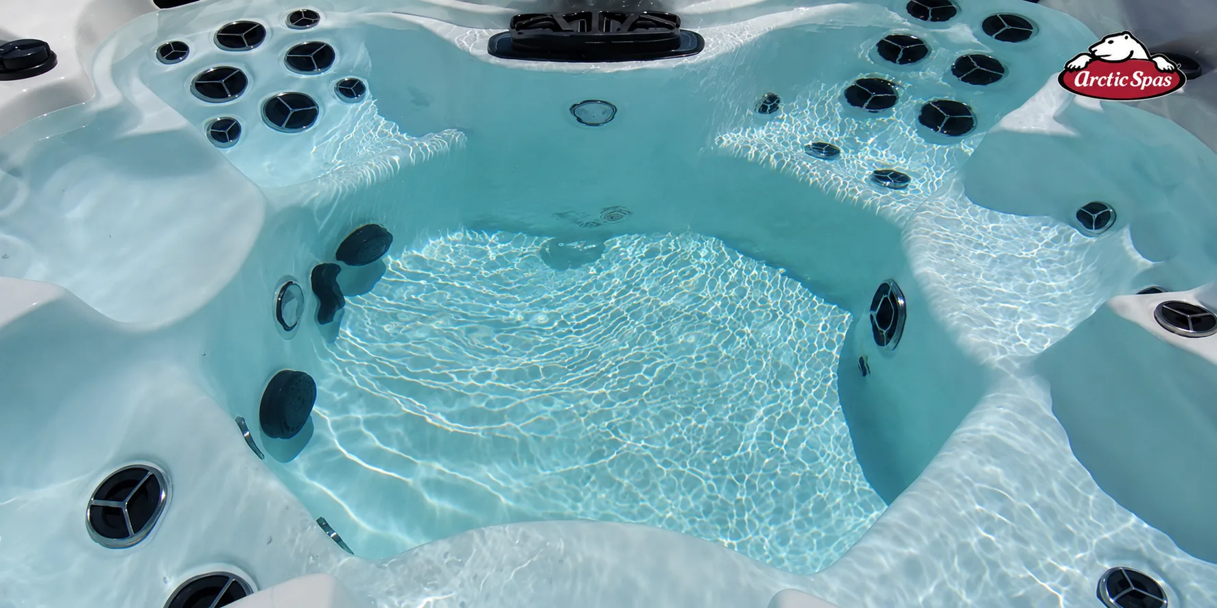 Crystal-clear salt water inside an Arctic Spas hot tub